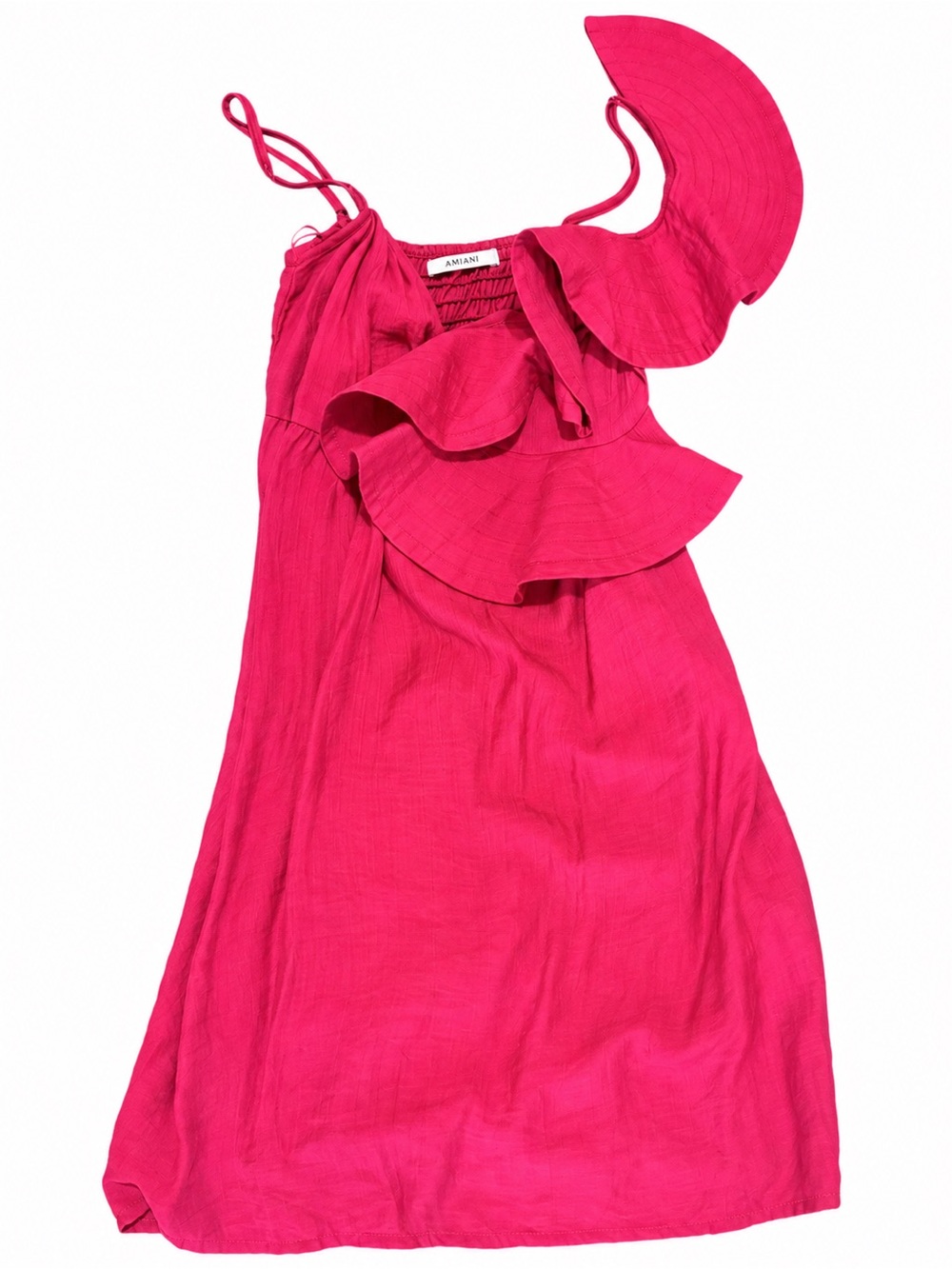 Ruffle-Front Mini Dress in Bright Pink